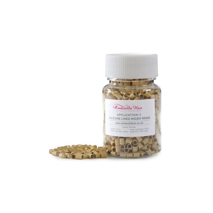 Cinderella Hair's Silicone Lined Micro Rings 1,000 per pot - Colour Blonde