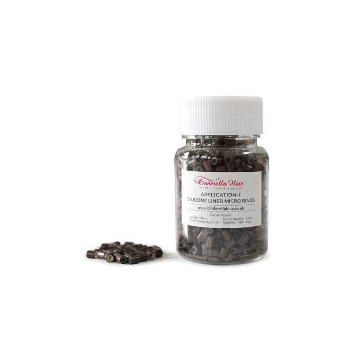 Cinderella Hair's Silicone Lined Micro Rings 1,000 per pot - Colour Brown